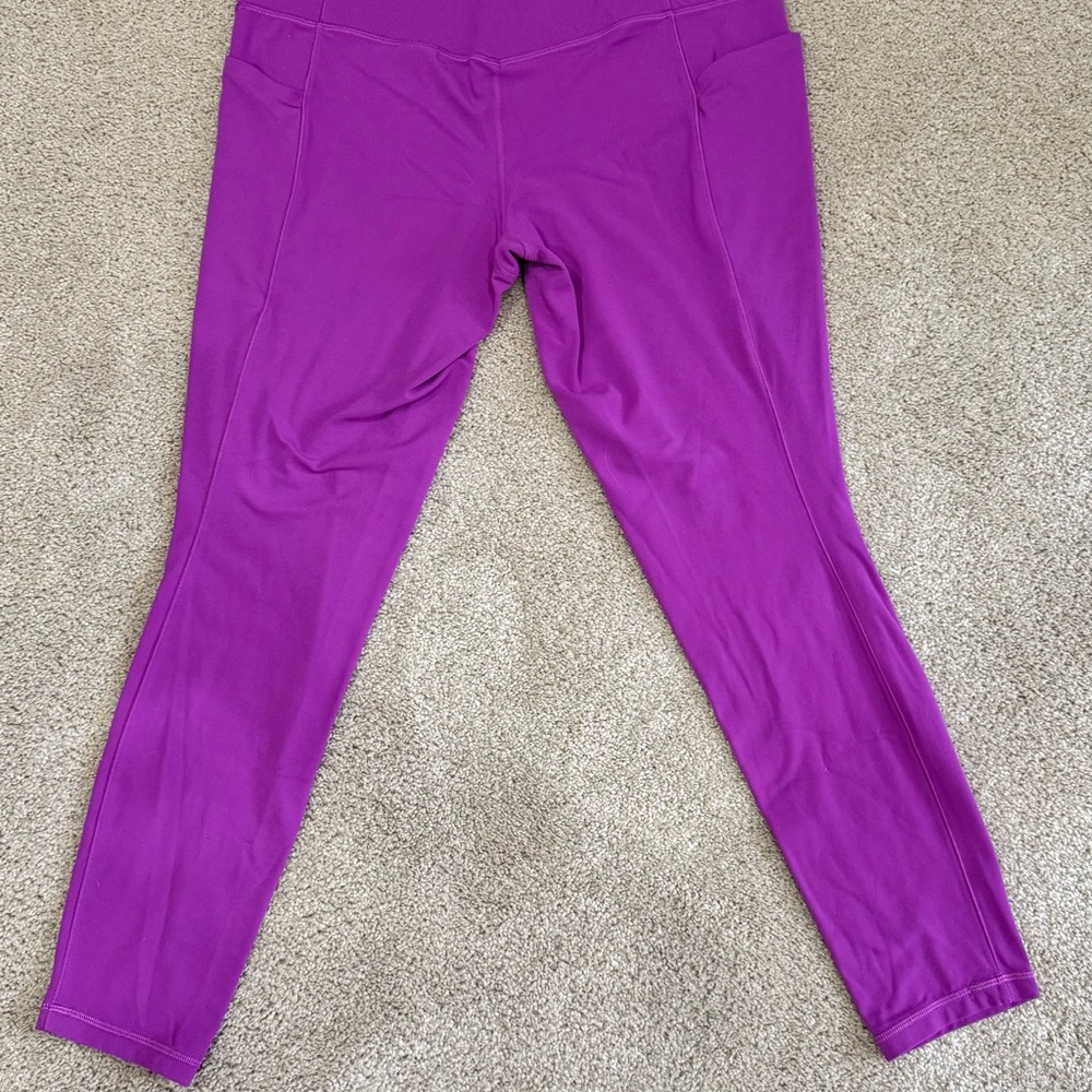 Athleta Salutation Stash Leggings Large Fuchsia Pink Pockets Yoga Athleisure - Picture 7 of 8